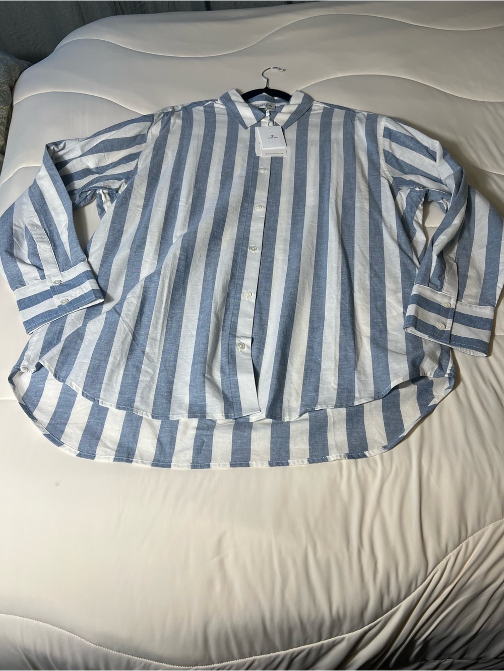 Anine Bing Plaza Striped Button-Up Shirt - Blue & White